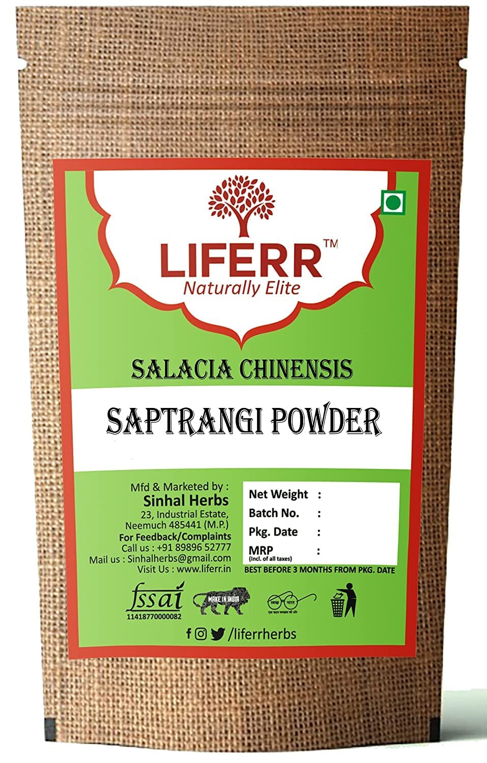 ZANTO LIFERR Saptrangi Powder | 100% Pure Salacia Chinensis Powder | Saptachakra Herbal Supplement | Natural Ayurvedic Remedy (100g) for Diabetes Support & Weight Management | Perfect for Tea, Smoothies & Wellness Routines