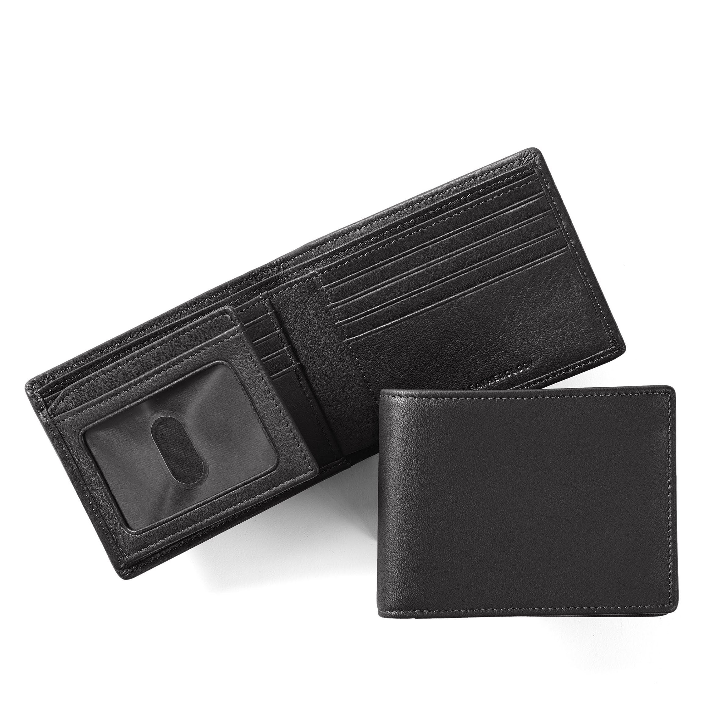 Bifold Wallet with Flap Black Onyx - Slim RFID Blocking Leather Wallet for Men - Perfect for Everyday Carry, Travel & Business