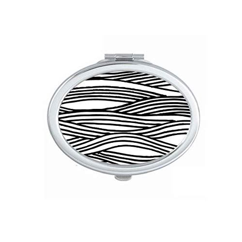 DIYthinker Wooden Wave Texture Mirror - Portable Folding Double-Sided Makeup Mirror for Travel, Home & Vanity | Handmade Woodcut Design