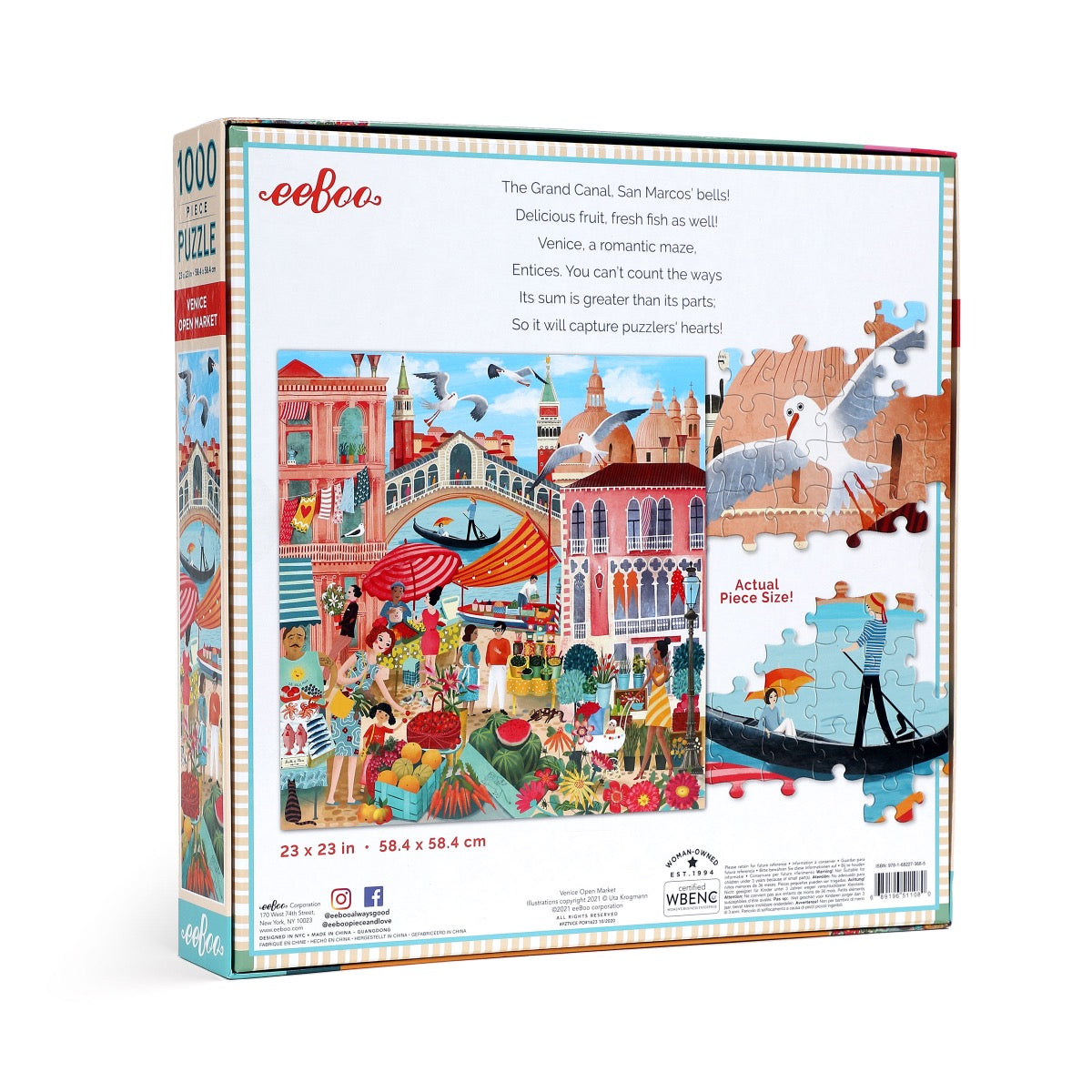 eeBoo 1000 Piece Jigsaw Puzzle - Venice Open Market Scene | Premium Quality Puzzle for Adults & Families | Perfect for Relaxation, Home Decor & Gift Giving