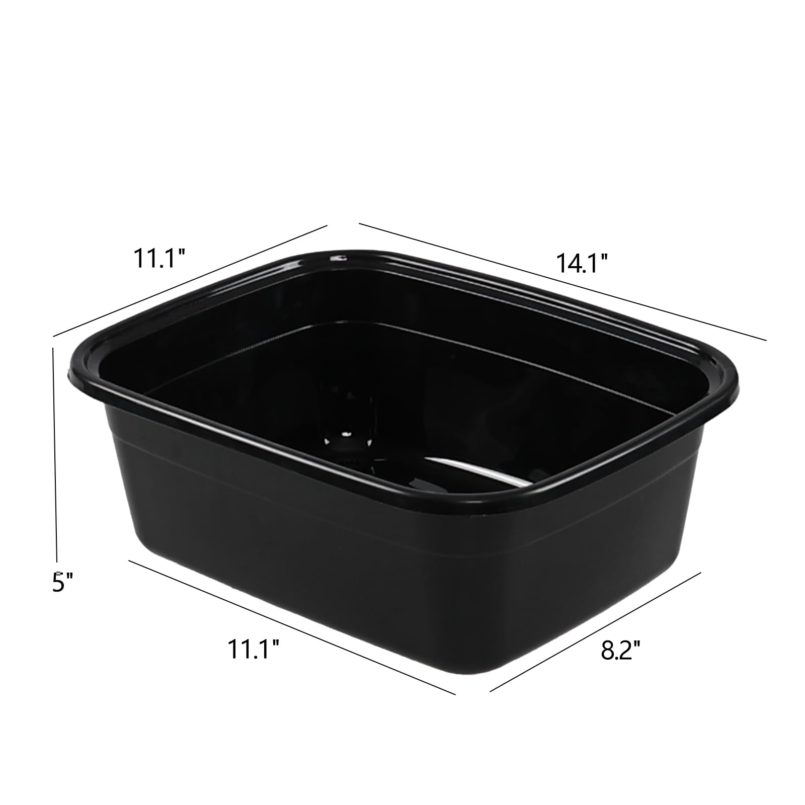 Ggbin 4-Pack 12 Quart Rectangular Plastic Wash Basin - Small Dishpan Wash Tub for Kitchen, Bathroom & Laundry - Durable Black Plastic Utility Tub for Washing Dishes, Clothes & Household Cleaning