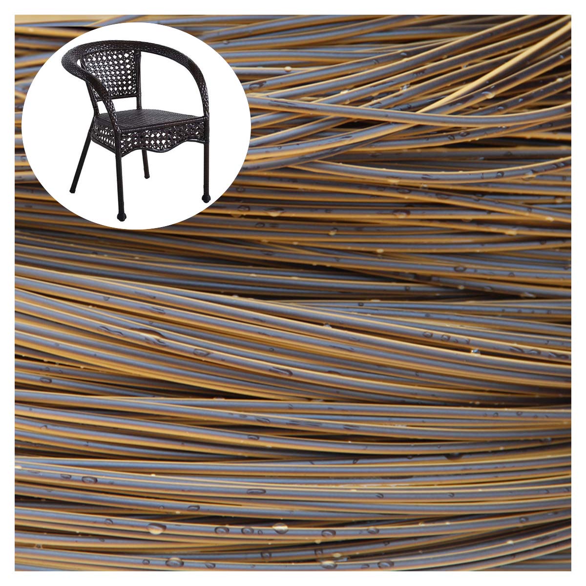 Jweemax 10M Synthetic Rattan Roll - Round Plastic Wicker Repair Kit for Patio Furniture, Chairs, Tables & Baskets - DIY Handwoven Weaving Material for Outdoor & Indoor Home Decor