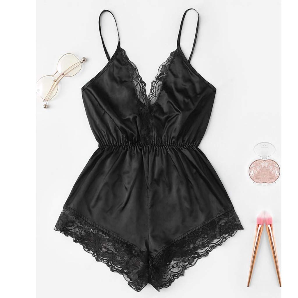 Sexy Women's Lace Bodysuit - V-Neck Lingerie Sleepwear for Women | Black XXXL | Perfect for Date Night, Boudoir Photography & Romantic Occasions