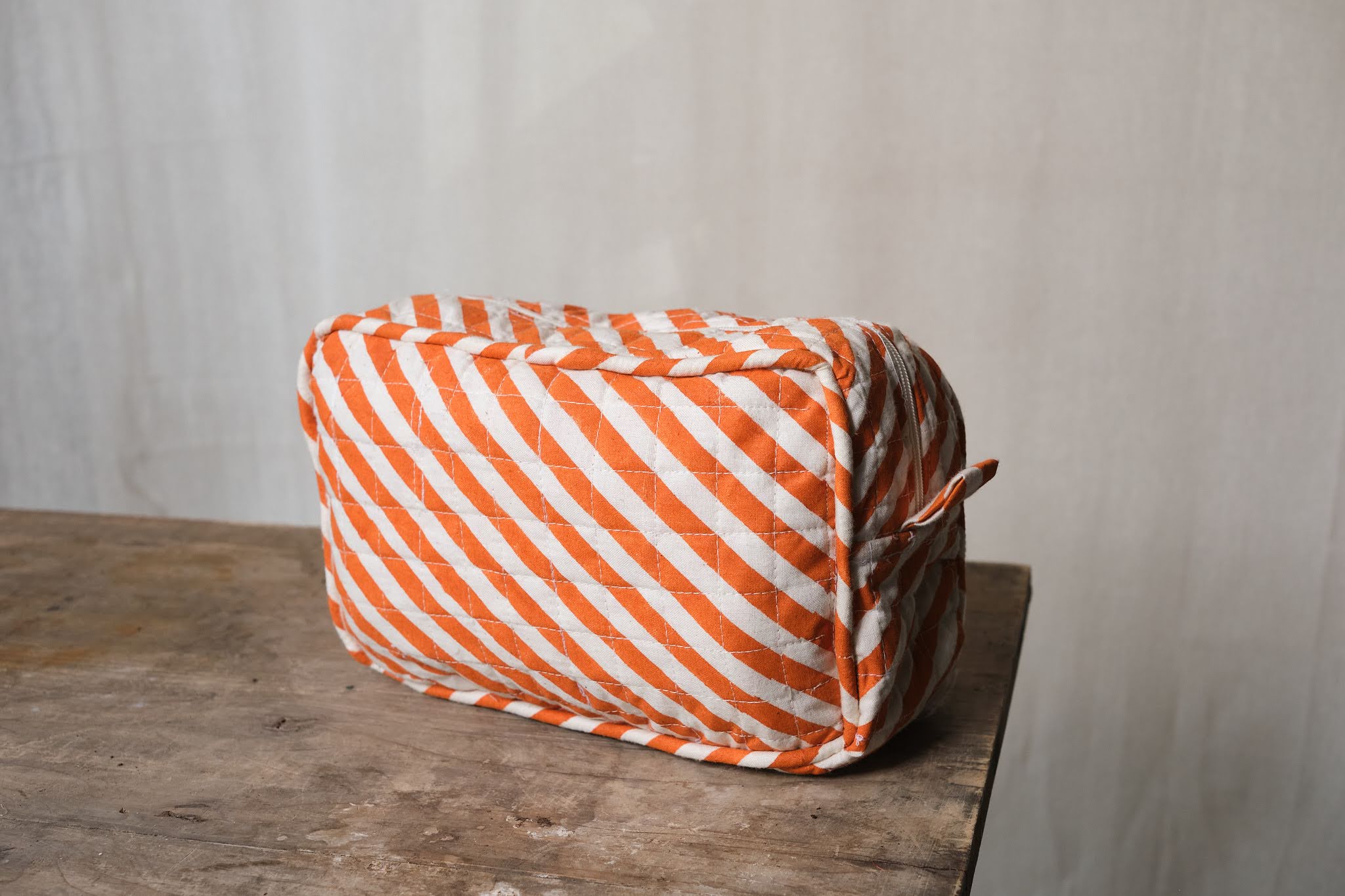 Waterproof Orange Striped Travel Wash Bag - Lightweight Cosmetic Toiletry Pouch for Women & Men | Perfect for Gym, Camping, Beach Trips & Daily Use