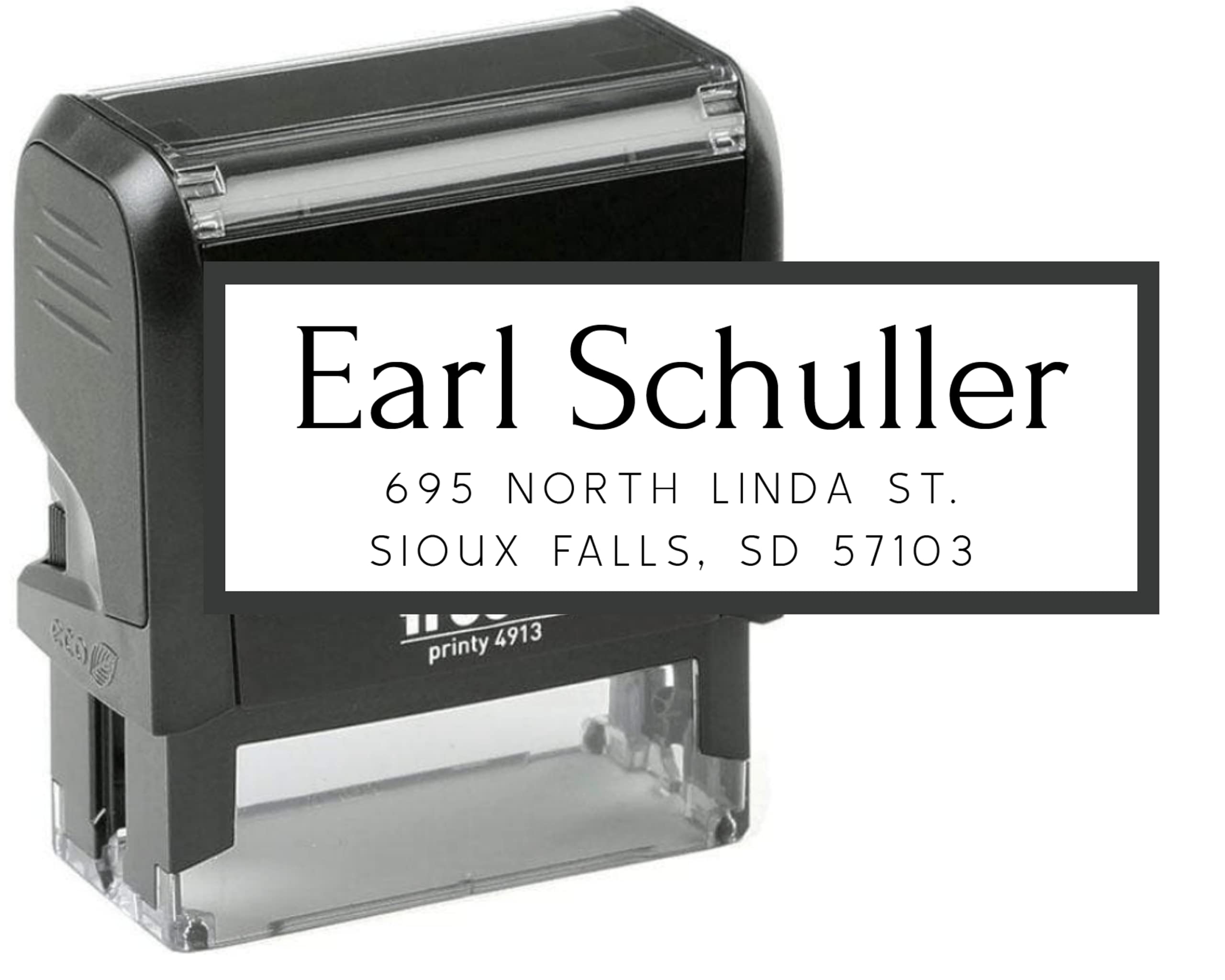 Custom Self-Inking Return Address Stamp - Personalized 3 Line Text & 15 Graphic Options - Wood/Rubber Handle for Home, Office & Wedding Invitations - 7/8
