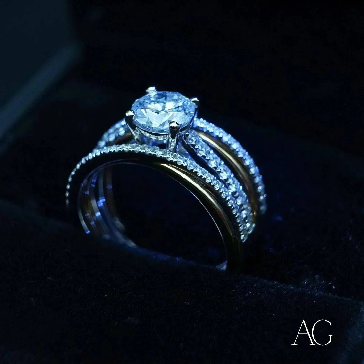 18K White & Yellow Gold 1 Carat Natural Diamond Ring for Women - Elegant Wedding, Engagement & Anniversary Jewelry Gift