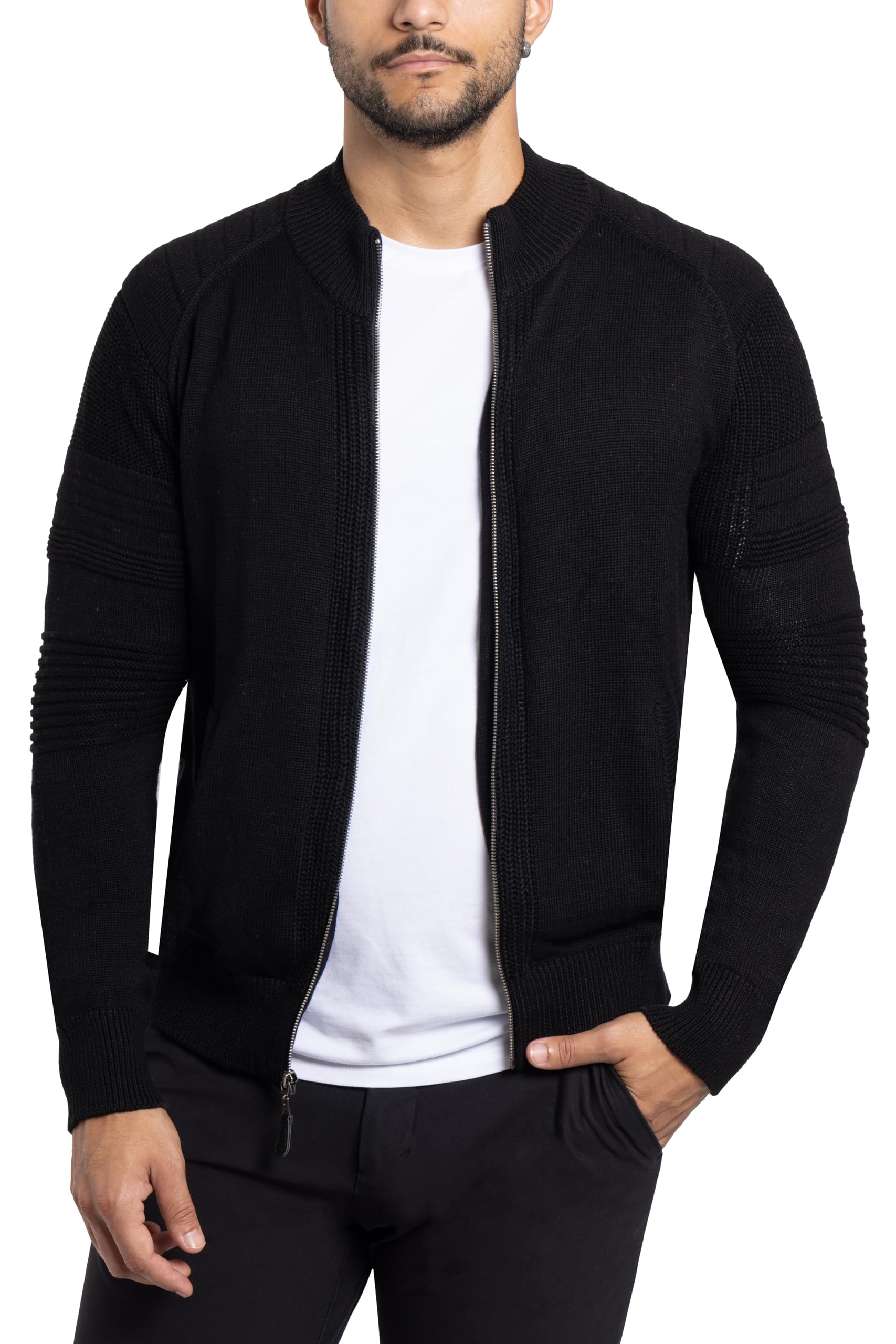 Men's X RAY Slim Fit Zip Up Cardigan Sweater - Lightweight Knit Jacket for Spring & Fall (Big & Tall Sizes) - Perfect for Casual Wear, Office & Outdoor Activities
