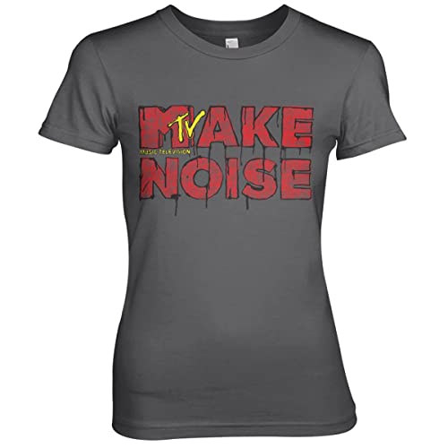 MTV Officially Licensed Make Noise Women's T-Shirt - Dark Grey Graphic Tee for Concerts, Music Festivals & Casual Wear