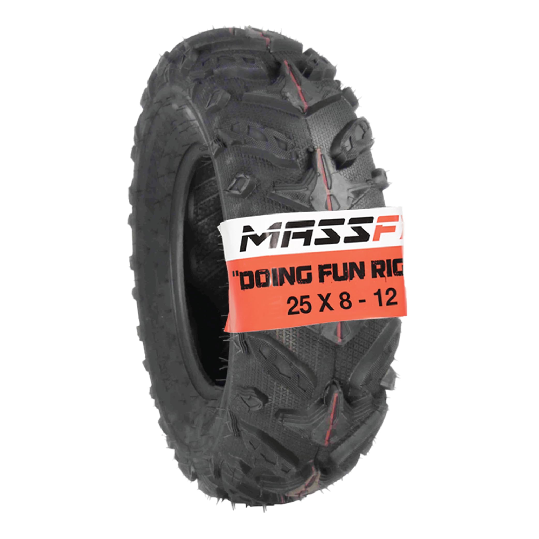 MASSFX Grinder 25x8-12 Front ATV Tire - 6-Ply Heavy Duty, Chip & Tear Resistant, Micro Tread Technology for Soft & Hard Terrain - Perfect for Off-Road Trails, Mud Riding & All-Terrain Adventures