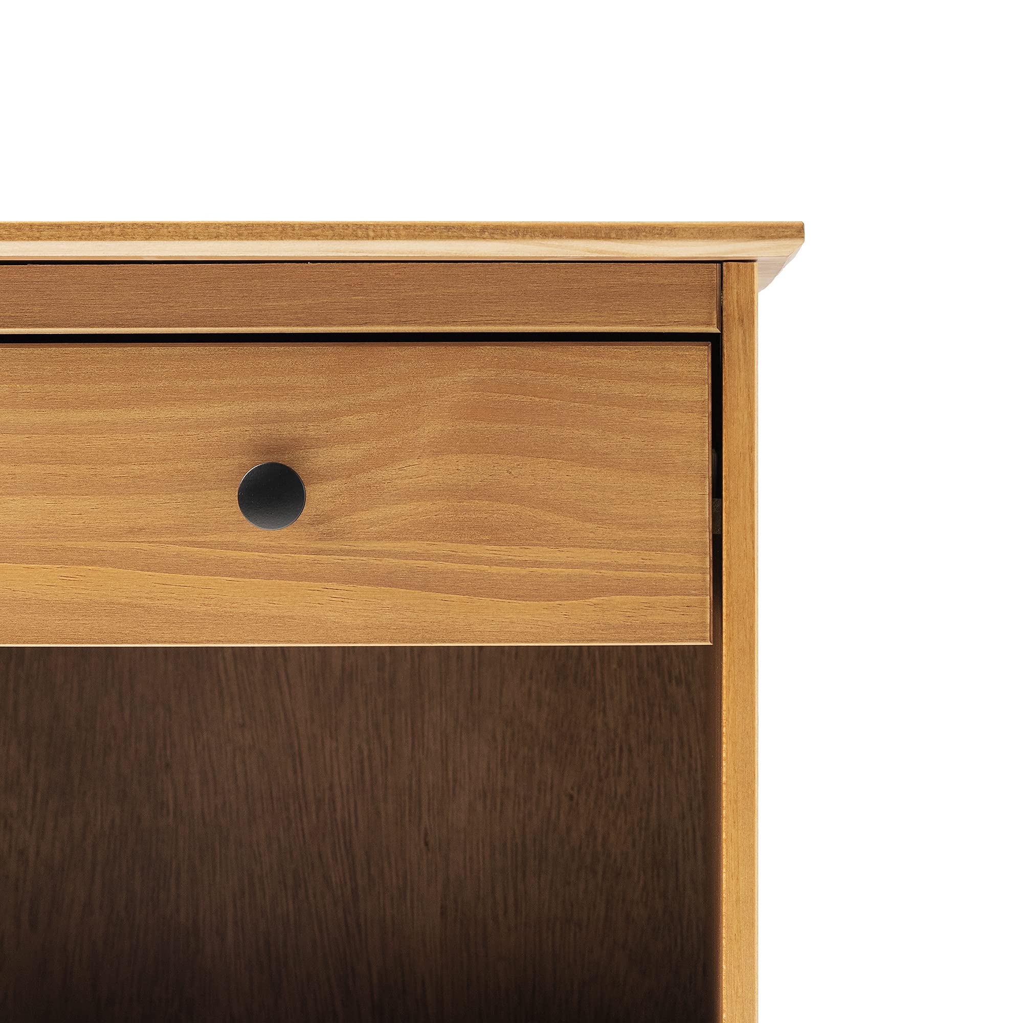 Walker Edison Traditional Wood 1-Drawer Nightstand Side Table - 18 Inch Caramel Finish Bedroom Storage with Shelf - Perfect for Bedside, Living Room, or Office Use