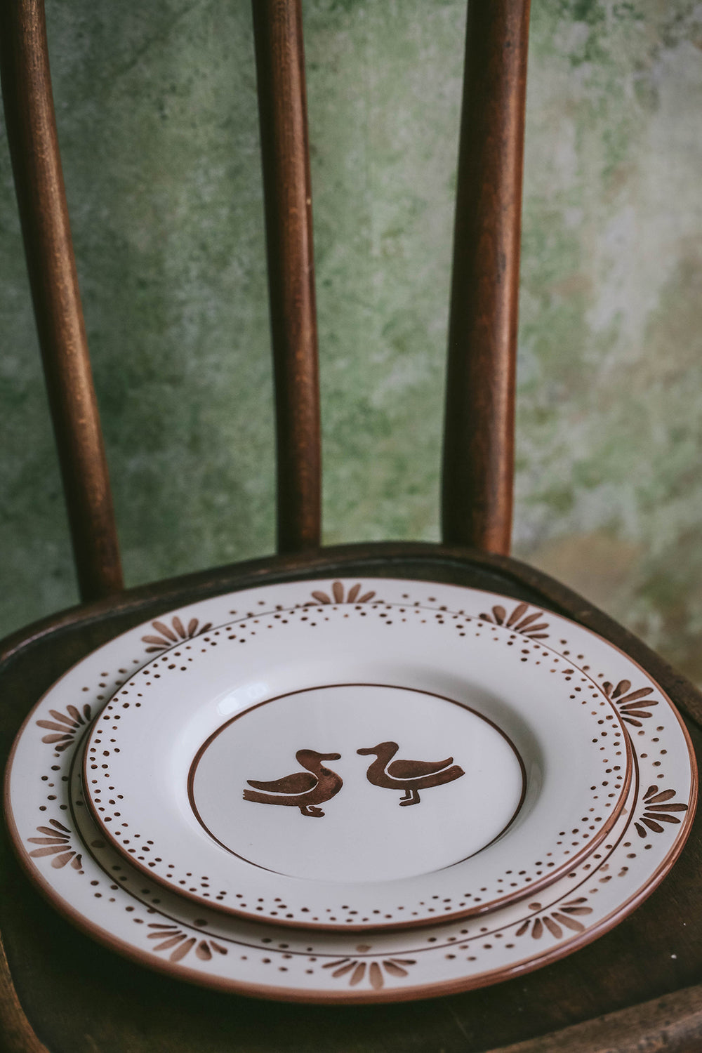 Hand Painted Ceramic Plate with Brown Floral Design - Elegant Dinnerware for Home Decor, Wedding Gifts & Special Occasions