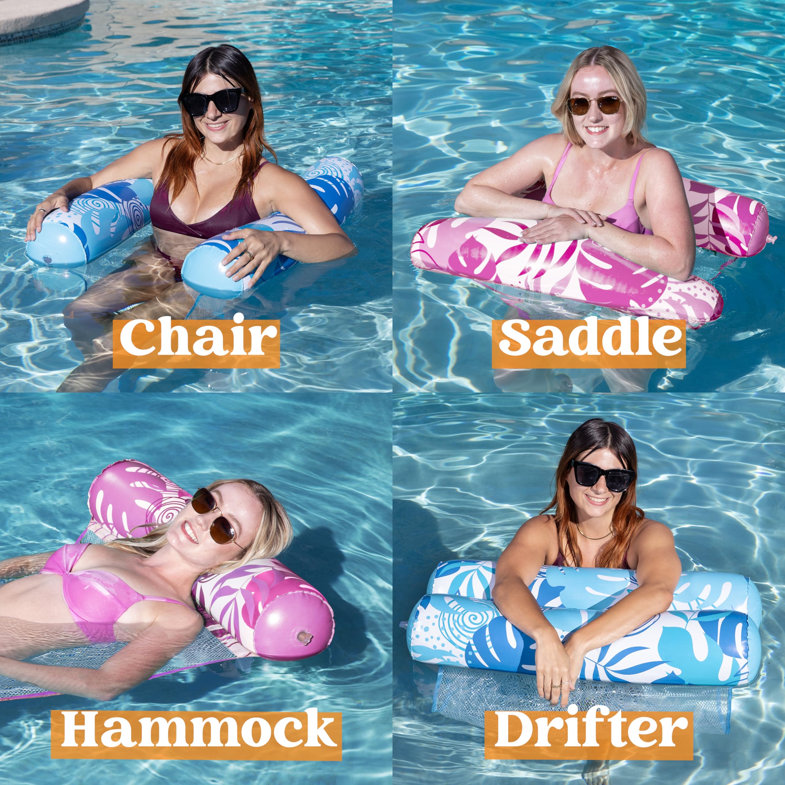 **Sloosh 2-Pack Inflatable Pool Hammock Floats for Adults – 4-in-1 Multi-Purpose PVC Water Lounge Float – Perfect for Relaxing by the Pool, Lake, or Beach**