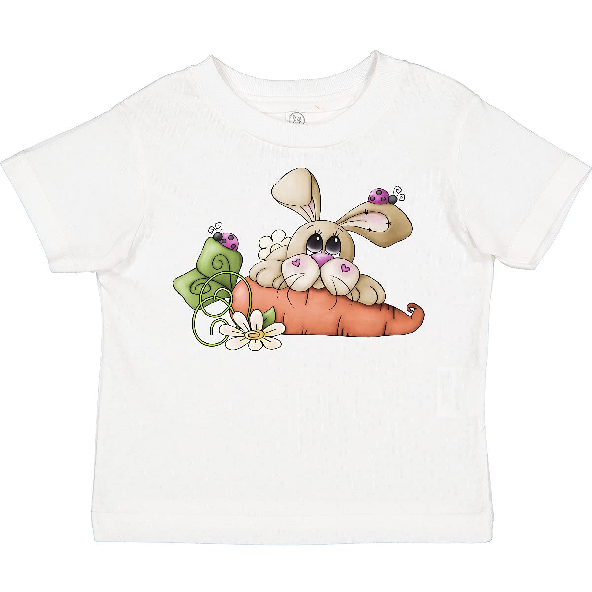 Inktastic Ladybugs & Bunny Rabbit with Carrot Toddler T-Shirt - Cute Animal Graphic Tee for Baby Boys & Girls - Perfect for Playdates, Daycare & Family Outings