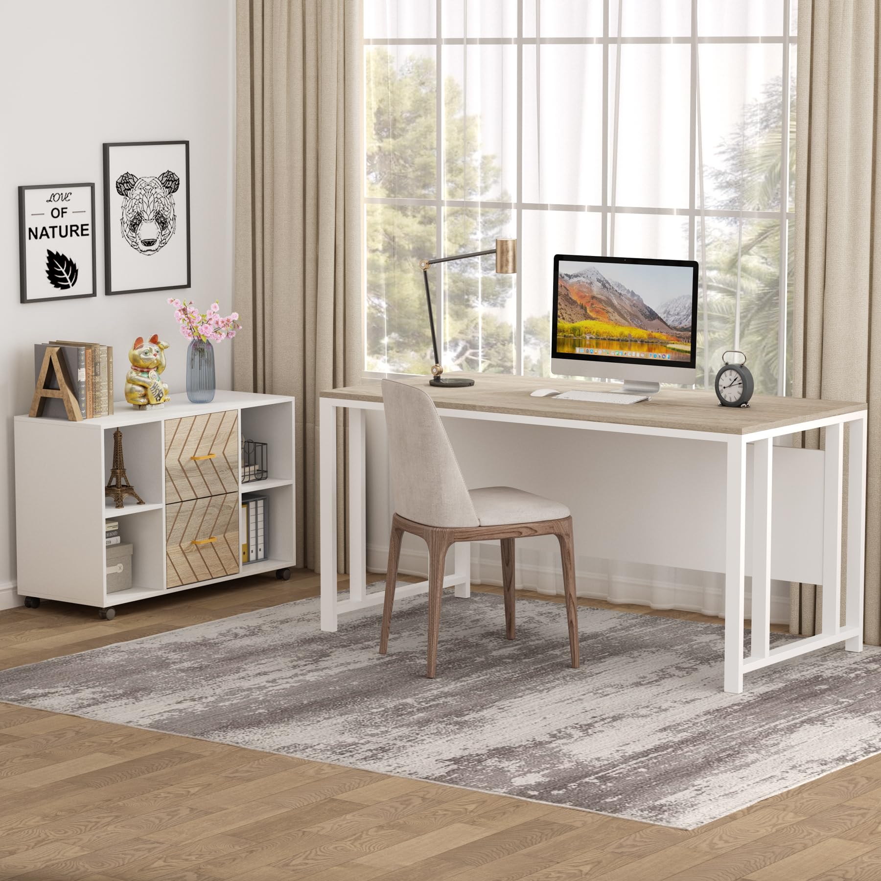 Tribesigns 2-Drawer File Cabinet - Large Mobile Lateral Filing Cabinet for Letter Size Documents | Printer Stand with Storage Shelves & Rolling Wheels | Perfect for Home Office Organization (White)
