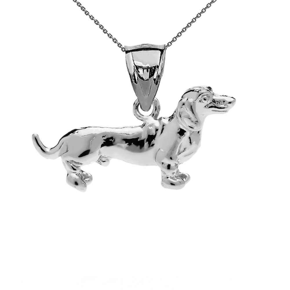 14K White Gold Dachshund Charm Pendant Necklace for Women - Elegant Dog Lover Jewelry Gift for Birthday, Anniversary & Valentine's Day - Perfect for Casual Wear, Date Nights & Special Occasions