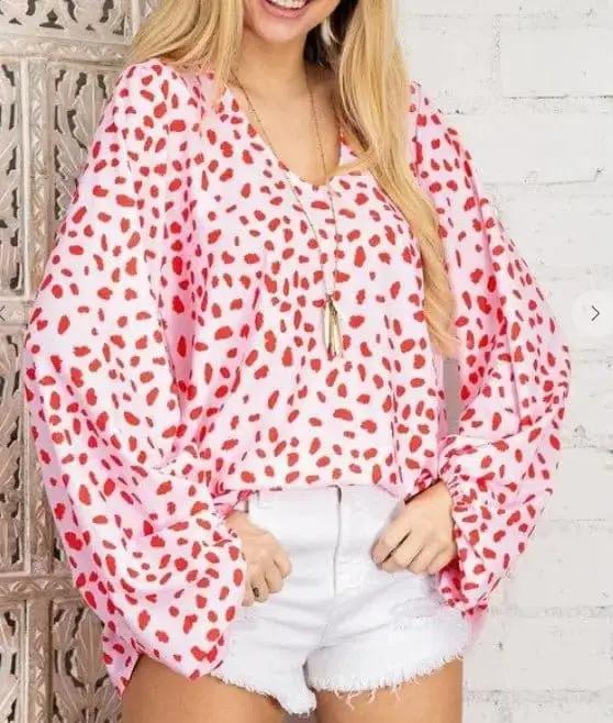 Stylish Pink Cheetah Print Scoop Neck Blouse for Women | Trendy Casual & Party Wear | Perfect for Date Nights, Office Outfits & Weekend Brunch