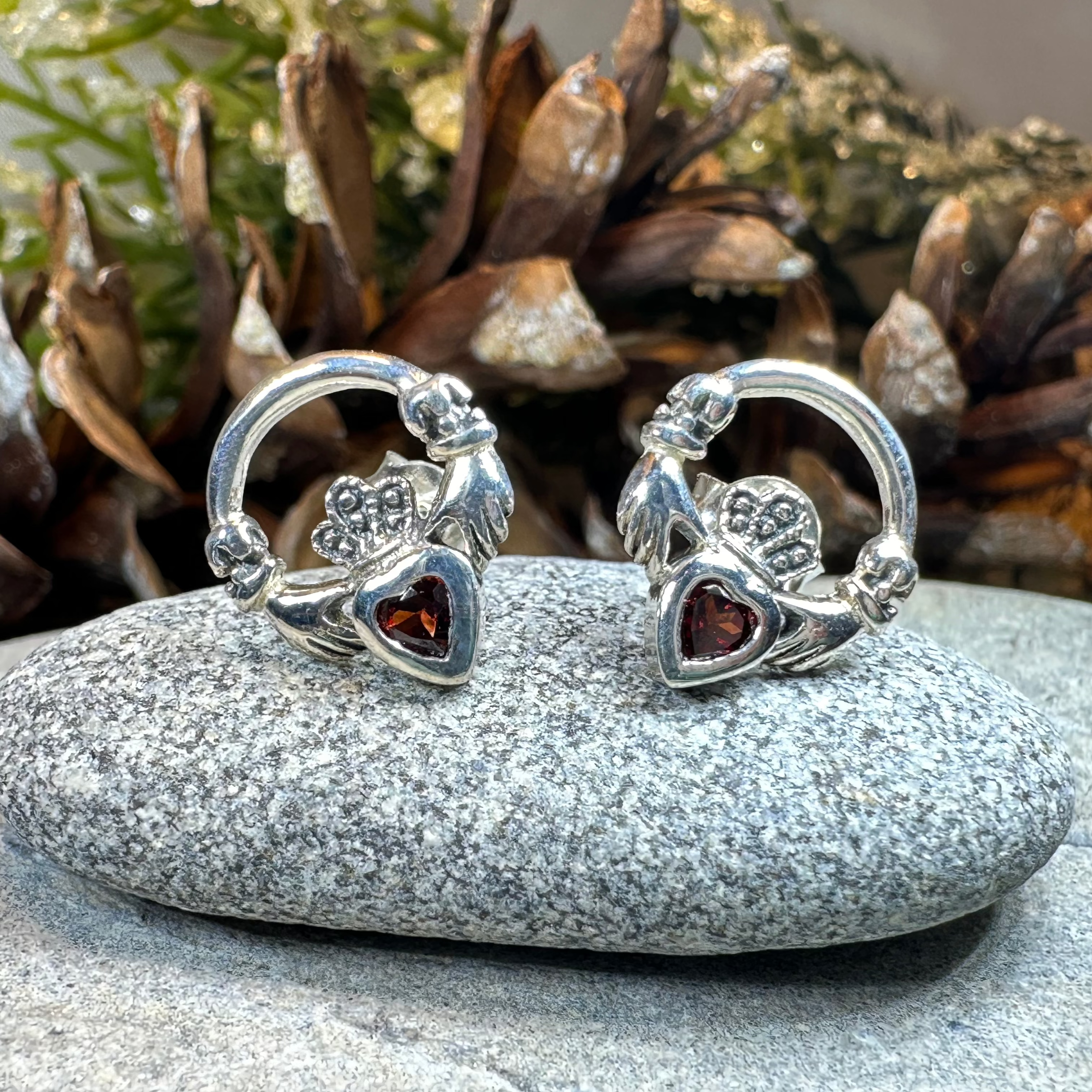 Cheerful Claddagh Earrings - Irish Friendship & Love Stud Earrings for Women, Sterling Silver Celtic Jewelry - Perfect for St. Patrick's Day, Weddings & Gifts