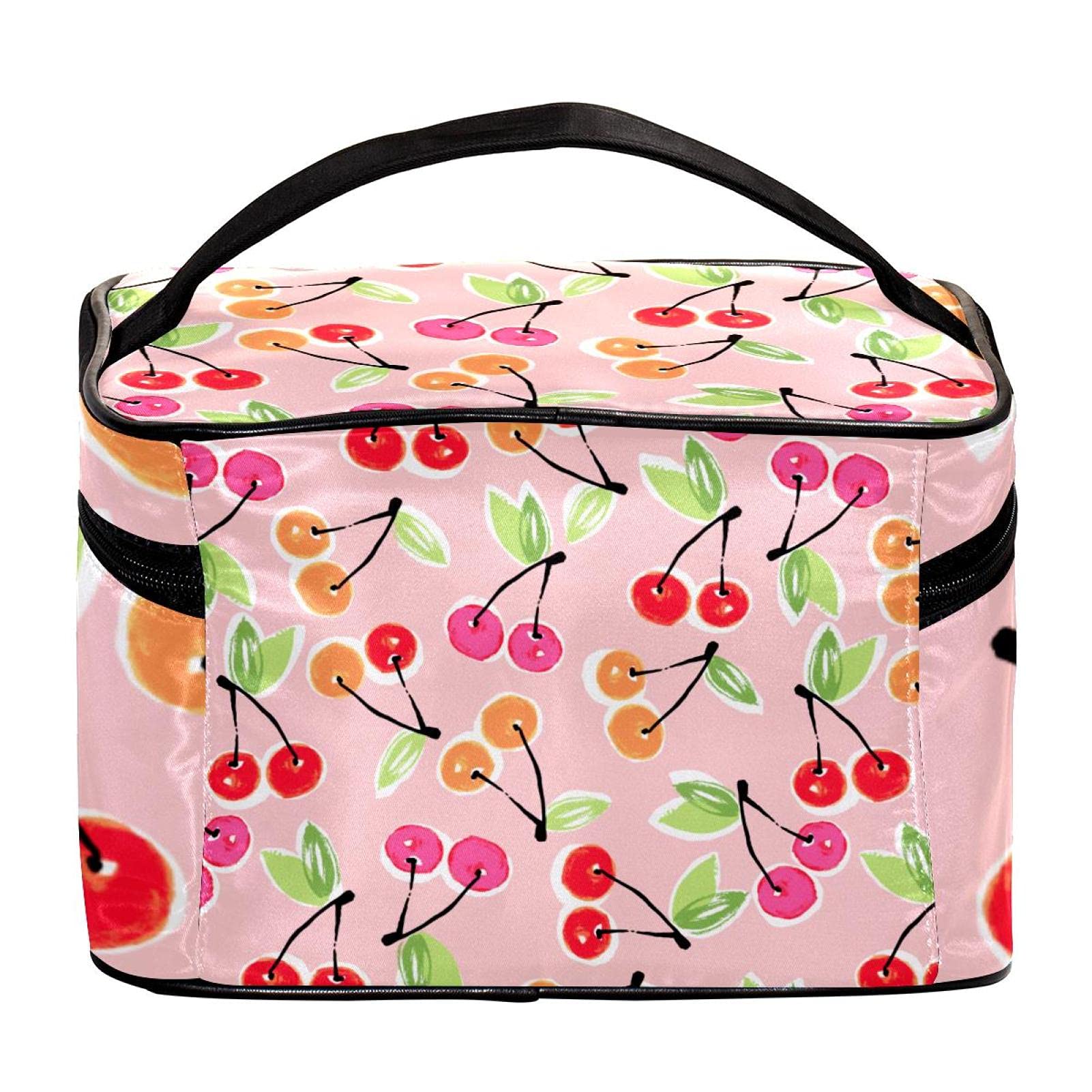 Handmade Cherry Blossom Travel Makeup Bag - Large Cosmetic Organizer with Zipper for Women & Girls | Perfect for Vacation, Gym, and Daily Essentials Storage