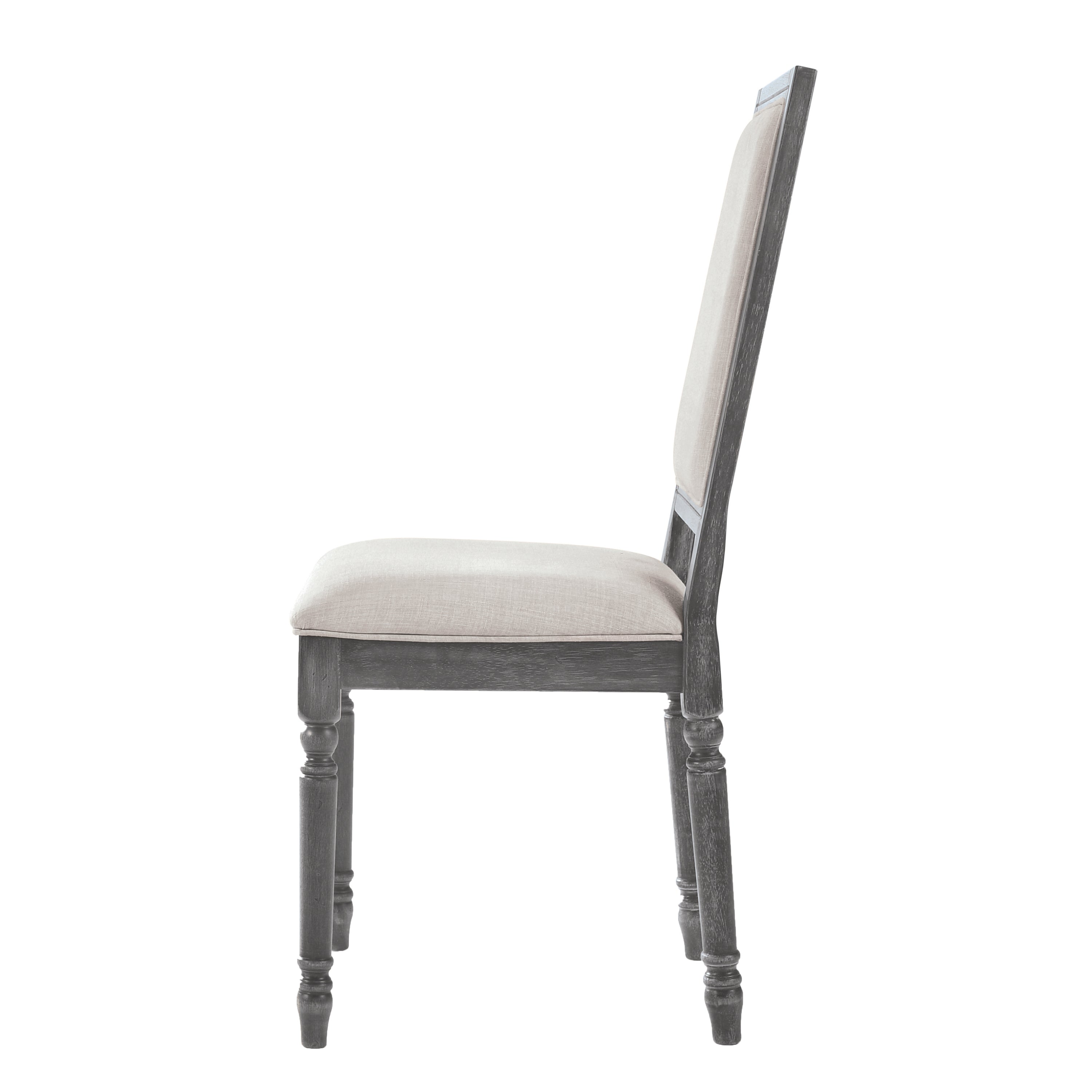 Set of 2 Cream & Weathered Grey Open Back Side Chairs - Modern Farmhouse Dining Chairs for Kitchen, Dining Room, or Breakfast Nook