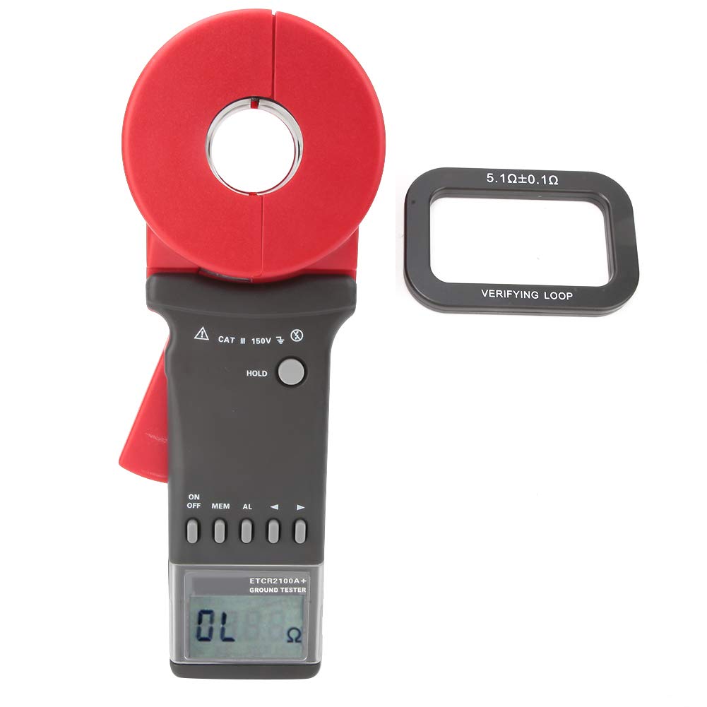 ETCR2100A+ Digital Clamp Ground Resistance Tester - 125A Clamp Meter with Round Jaw, Wear-Resistant Durable Design for Electrical Maintenance & Industrial Use