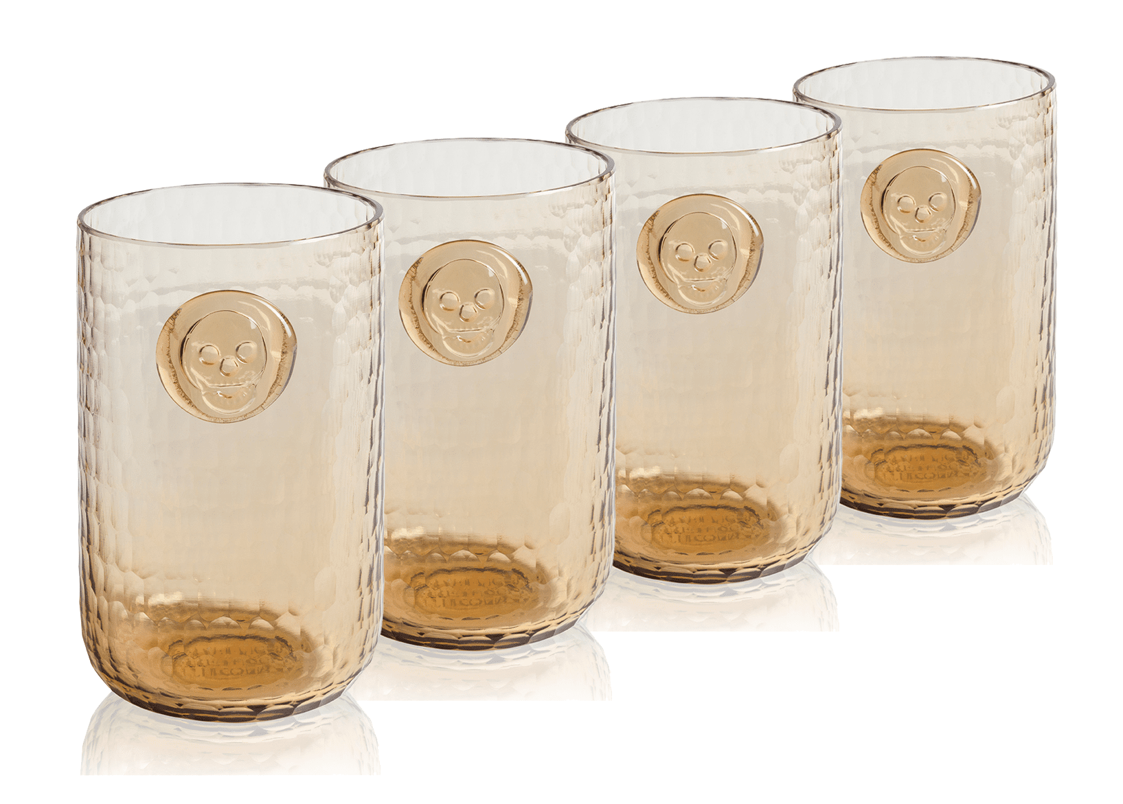 Skull Stamp Wooden Drinking Glasses Set of 4 - Gothic Barware for Whiskey, Cocktails & Home Decor | Perfect for Halloween Parties, Themed Events & Unique Gift Ideas