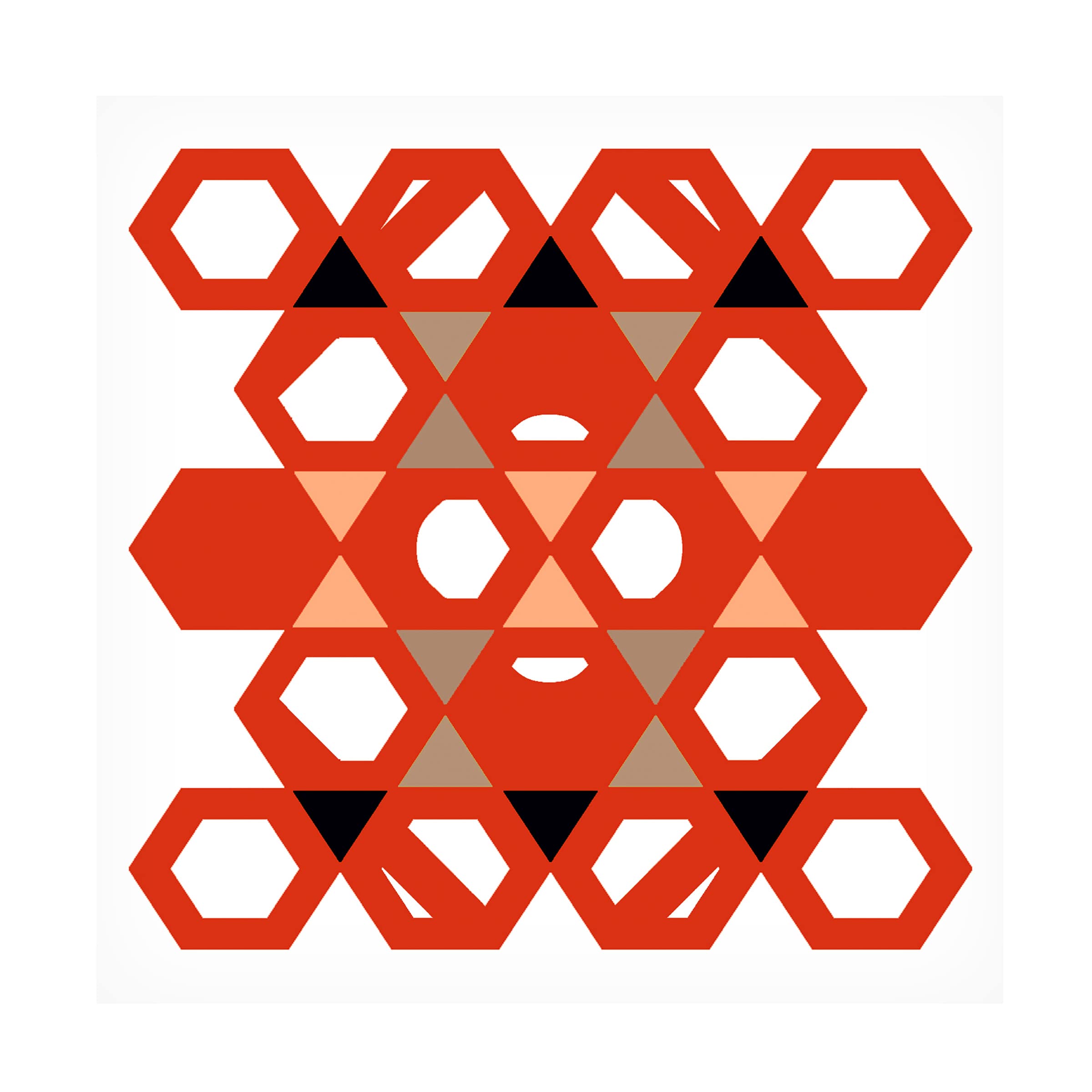 Hexagon Pattern 31 Abstract Canvas Wall Art by Richard Homawoo - Modern Geometric Home Decor for Living Room, Bedroom & Office