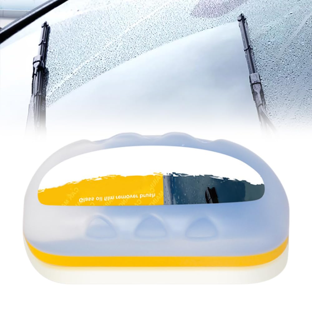 Premium Car Glass Oil Film Cleaner Kit - Windshield Cleaning Agent with Applicator & Brush for Crystal Clear Visibility - Auto Glass Cleaner for Oil, Dirt & Smudges - Ideal for Road Trips & Winter Driving (2-Pack, White)