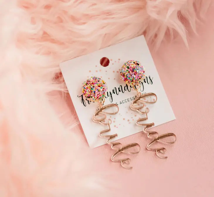 Elegant Confetti Rose Gold Bridal Earrings for Wedding, Party & Special Occasions – Perfect for Brides, Bridesmaids & Formal Events
