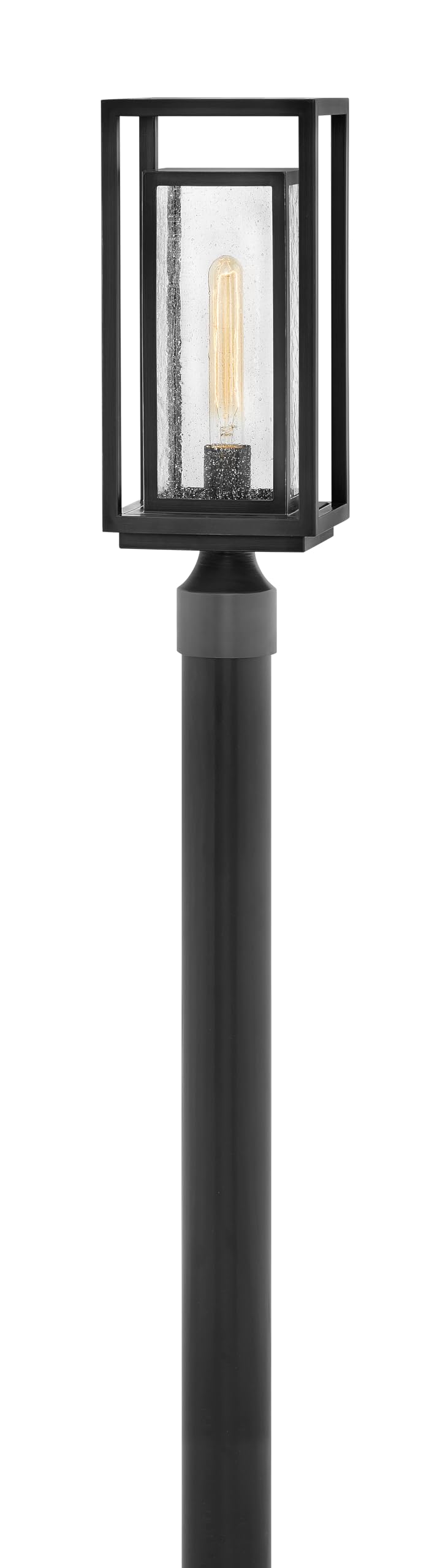Hinkley Republic Medium Post Top or Pier Mount Lantern - LED Outdoor Light Fixture with Clear Seedy Glass Panes, Composite Material & Anti-Fading Black Finish - Perfect for Porch, Garden, Patio & Entryway Lighting