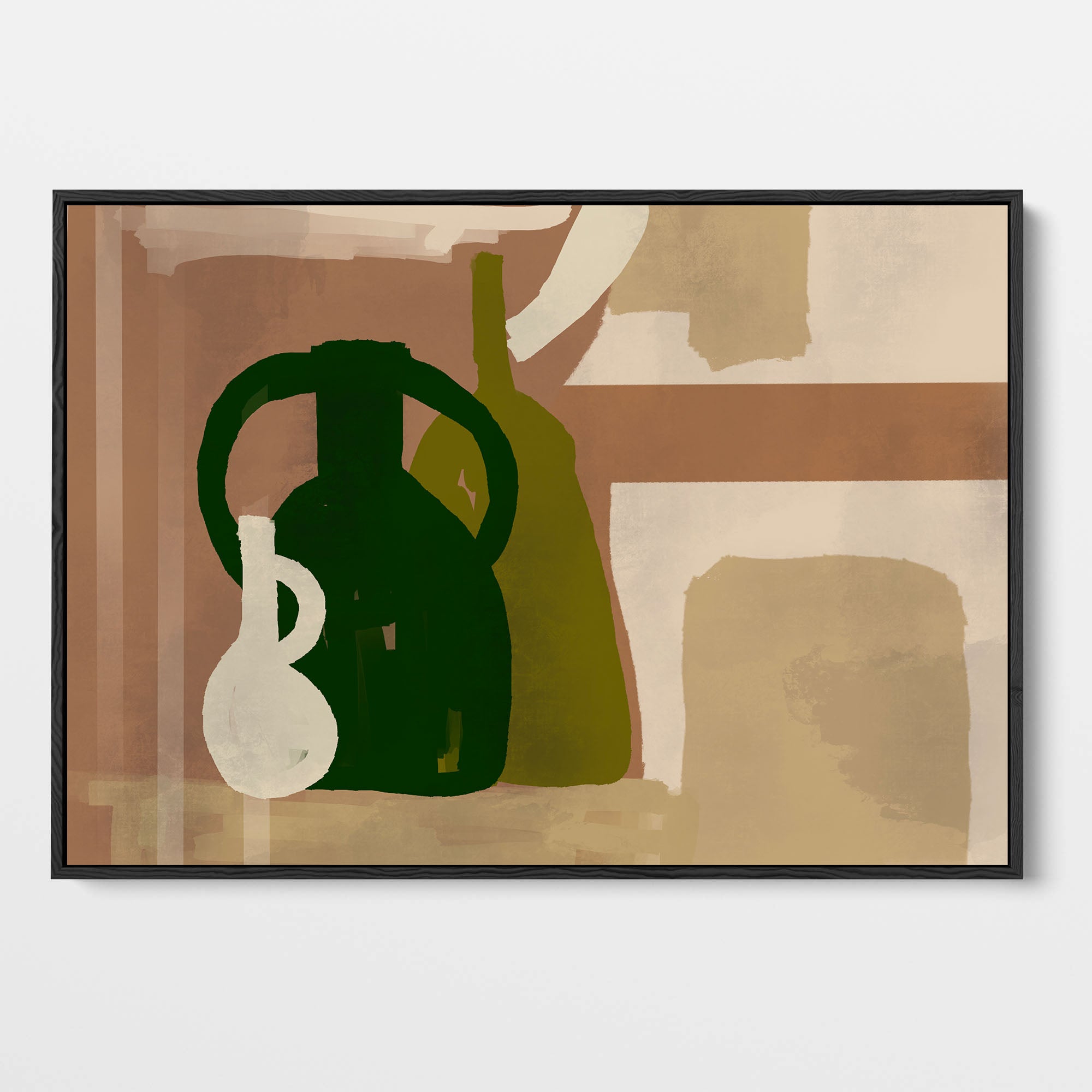 Trio Of Pots Study Framed Canvas Wall Art - Modern Home Decor for Living Room, Bedroom & Office