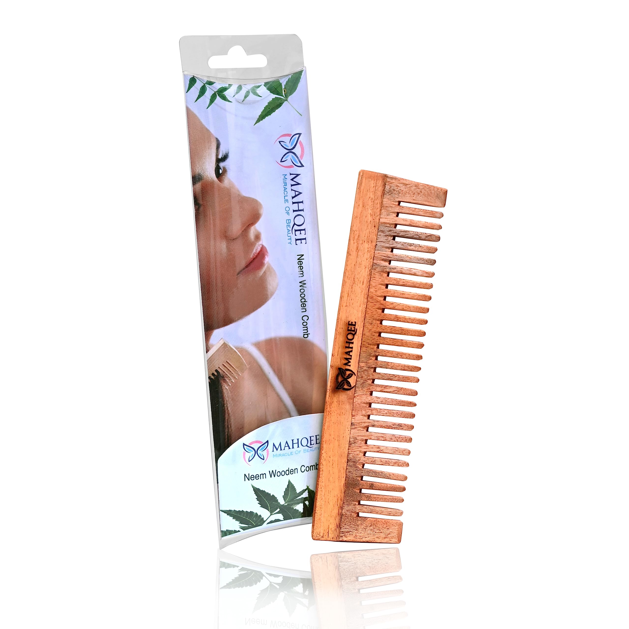 MAHQEE BEAUTY CARE Neem Wood Comb for Hair Growth & Scalp Care - Anti Hair Fall, Dandruff Control & Gentle Detangling - Natural Wooden Wide Tooth Comb for Women & Men - Perfect for Daily Hair Care & Styling