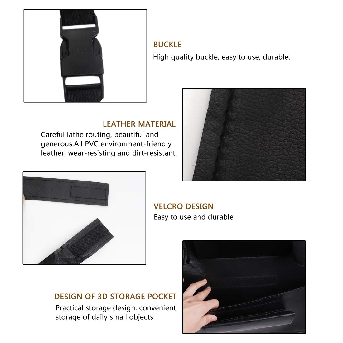 Premium PU Leather Car Seat Back Organizer with Tablet Holder - Universal Backseat Storage for Kids, Water Bottles, Toys & Tissue Box (Black, 2-Pack) - Perfect for Road Trips, Family Travel & Daily Commute