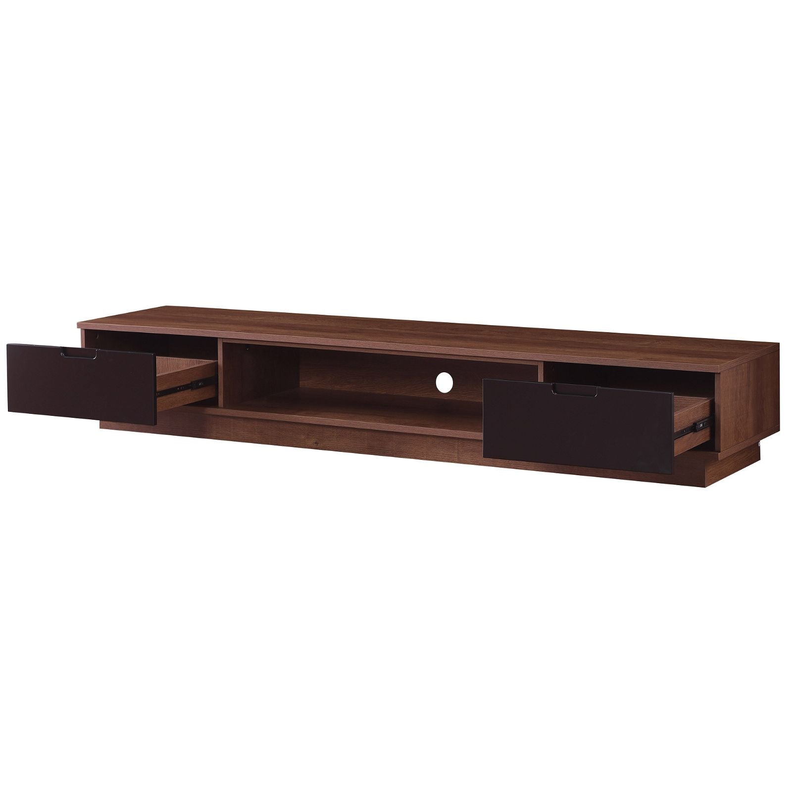 DELUX 200cm Low Line TV Stand Unit in Dark Oak by Tauris™ - Perfect for Living Room Entertainment Centers & Modern Home Theater Setups