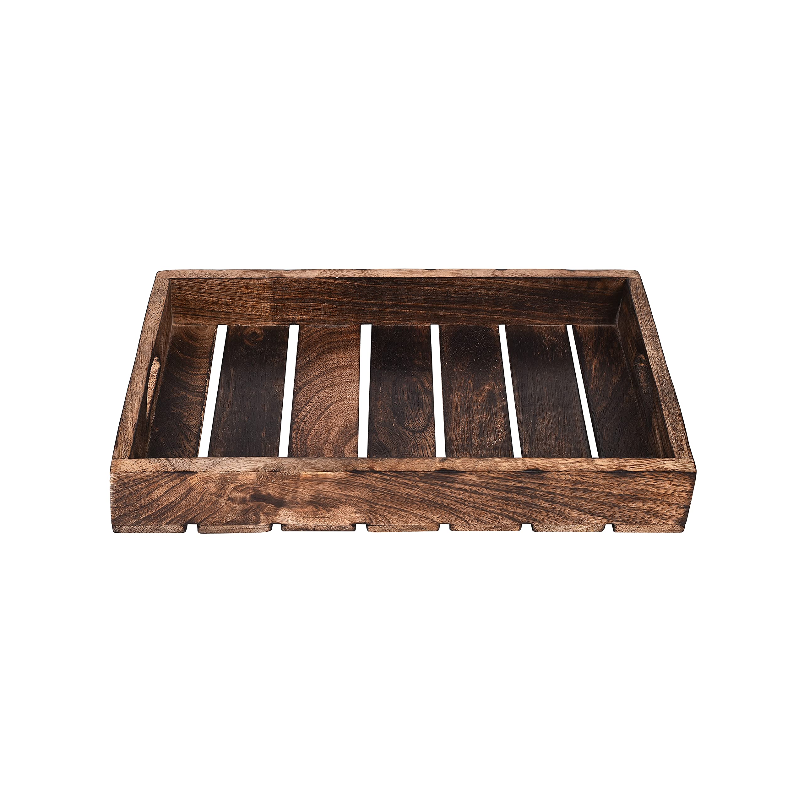 Artsio Handmade Wooden Rectangular Serving Tray - Rustic Farmhouse Decorative Ottoman Tray for Breakfast in Bed, Cheese Platter, Tea, Coffee & Cocktails | Perfect for Kitchen, Dining & Bar Use