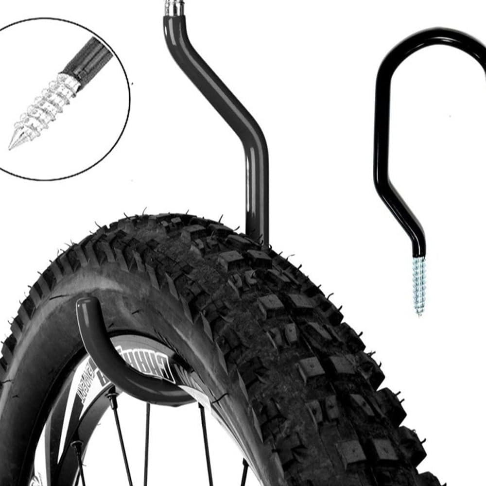 6-Pack Heavy Duty Bike Hooks - Black Ceiling & Wall Mount Bicycle Storage Hooks with Plastic Coating & Expansion Pipes - Ideal for Garage, Basement, Shed Organization & Bike Rack Hanging