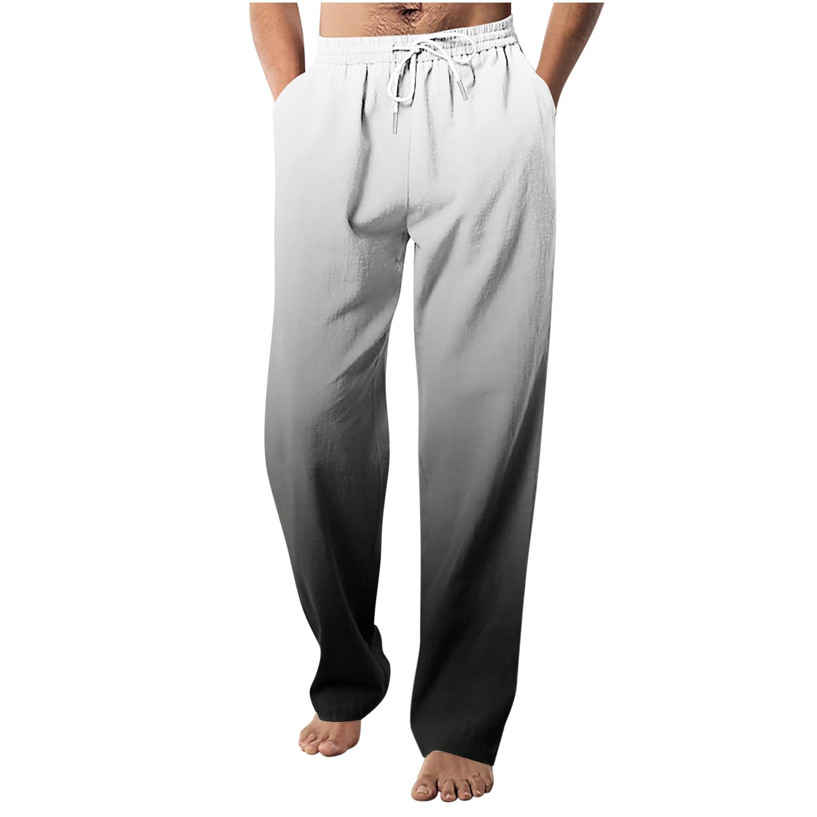 **Gradient Sweatpants for Men - Athletic Joggers with Drawstring & Pockets | Casual Open Bottom Design for Gym, Running & Lounge Wear**