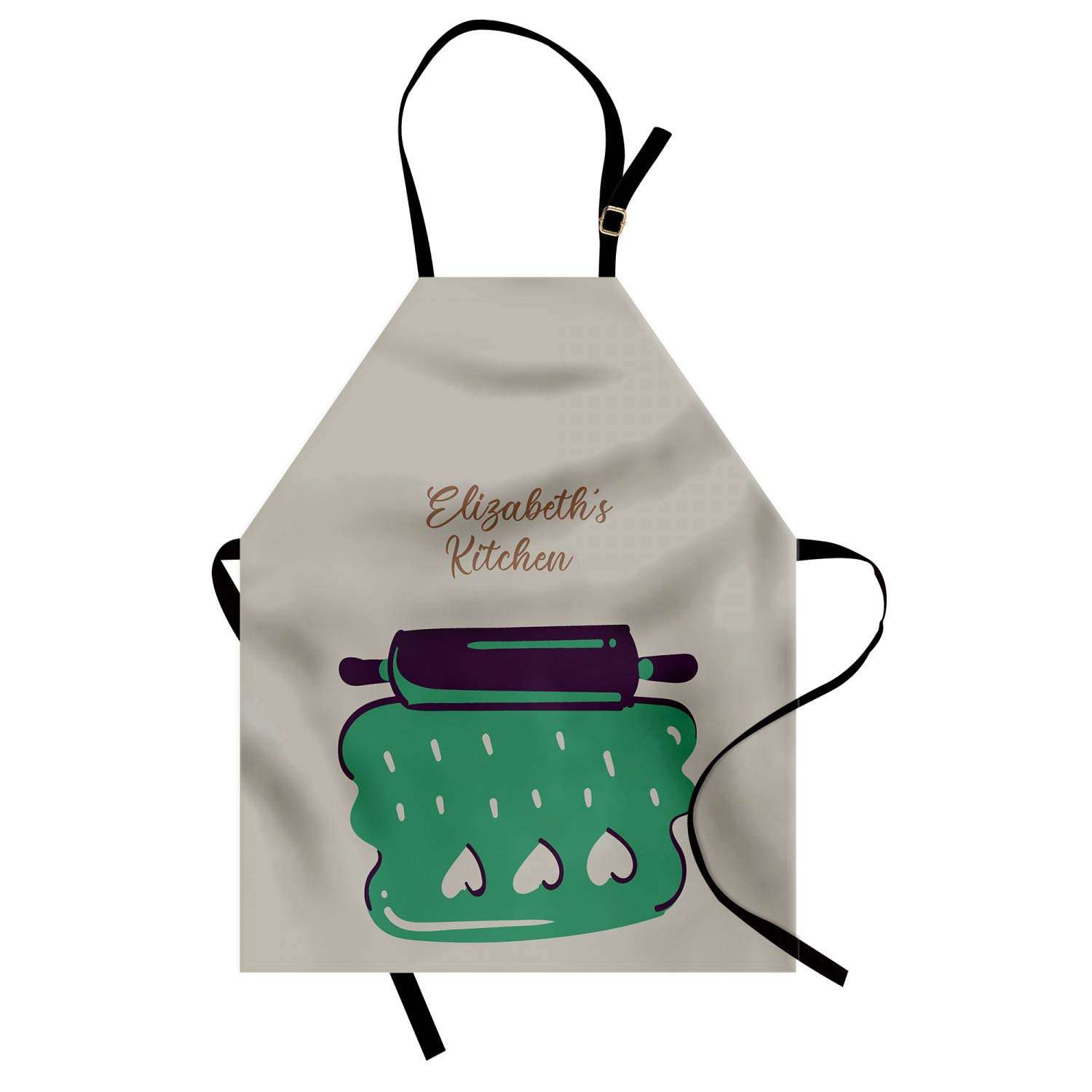 Ambesonne Personalized Chef Apron - Cartoon Baking & Cooking Design with Colorful Rolling Pin Dough Motif - Adjustable Neck Unisex Kitchen Bib for Adults (Sea Green) | Perfect for Home Chefs, Baking Enthusiasts & Cooking Gifts