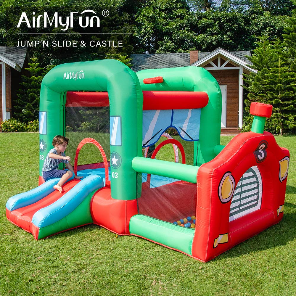 **AirMyFun Inflatable Bounce House with Slide for Kids Ages 3-12 - Outdoor & Indoor Jumping Castle Playhouse with Blower - Perfect for Birthday Parties, Backyard Fun & Playdates (Red)**