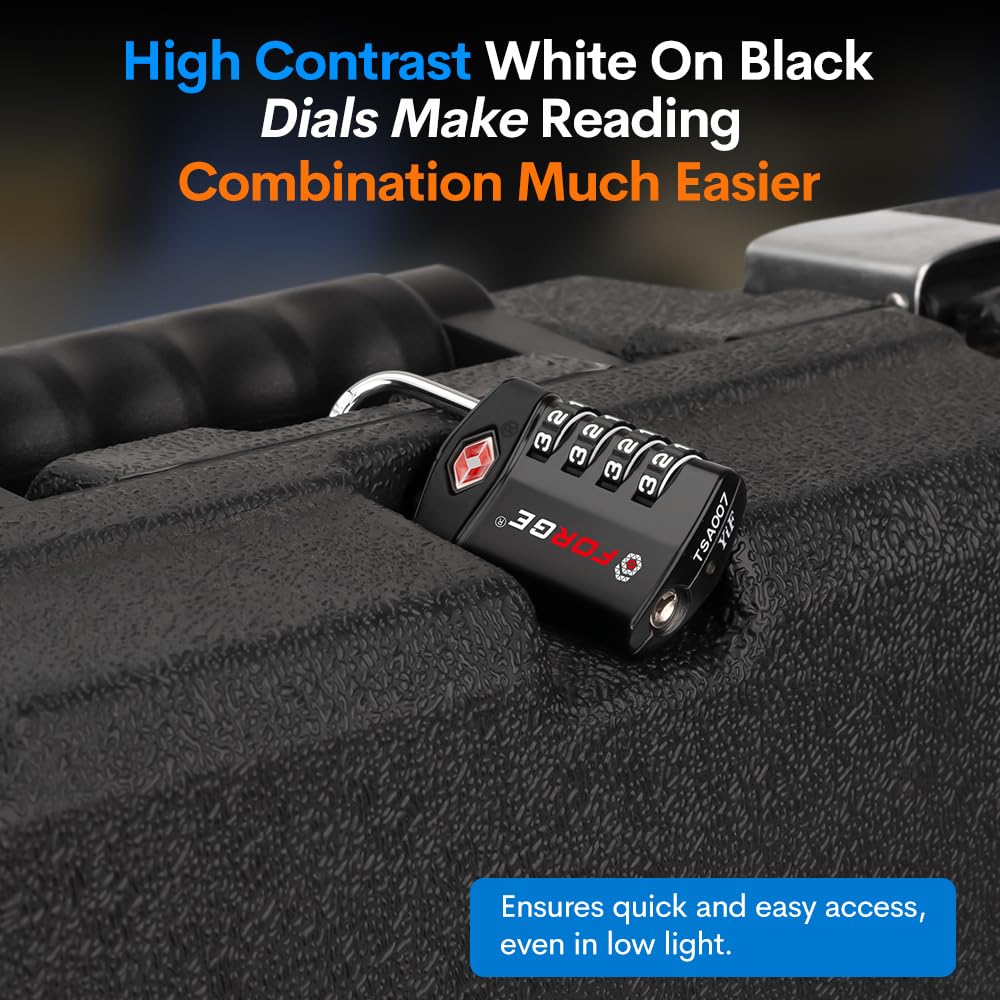 TSA Approved Forge Travel Lock - Secure Luggage Lock for Air Travel, Gym & School Lockers, Pelican & Gun Cases | Easy Read Dials & Durable Alloy Body | Perfect for Travelers, Students & Outdoor Enthusiasts