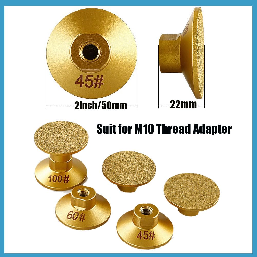 2-Inch Diamond Grinding & Polishing Pads for Angle Grinder - Professional Granite, Marble, Stone Tile Polishing Kit (60 Grit, M10 Thread Adapter) - Perfect for Countertop Refinishing, Floor Restoration & DIY Home Improvement Projects