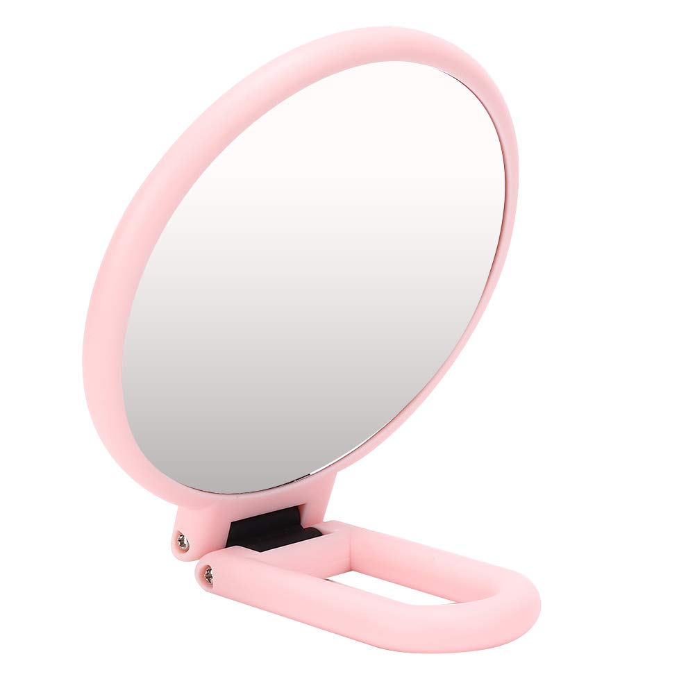 Portable Travel Mirror with 5X Magnification - Foldable Cosmetic Mirror for Makeup & Skincare - Compact Desktop Vanity Mirror (Pink) - Perfect for Travel, Home & Professional Makeup Artists