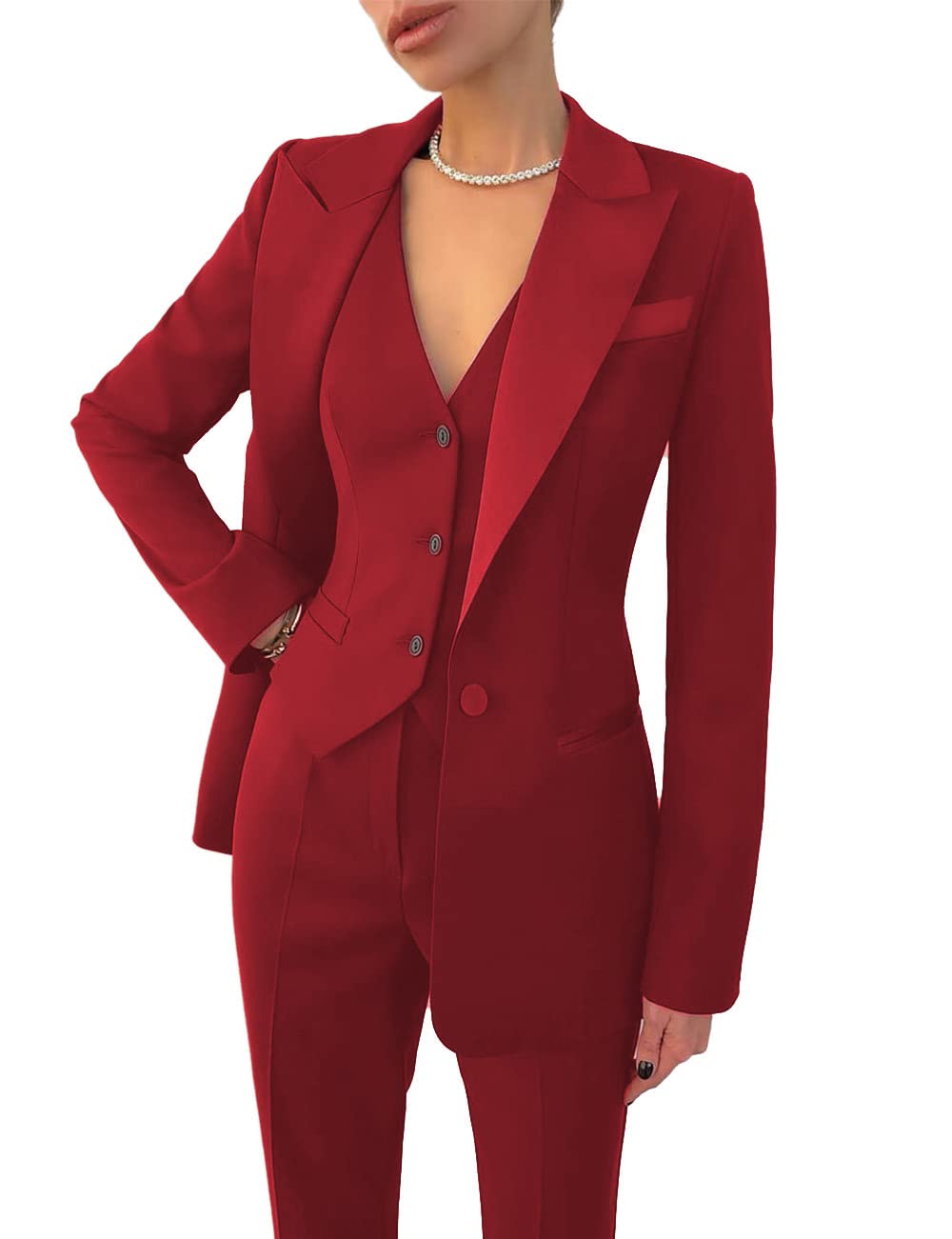 JinXuanYa Women's Slim Fit 3-Piece Business Suit - Office & Work Wear