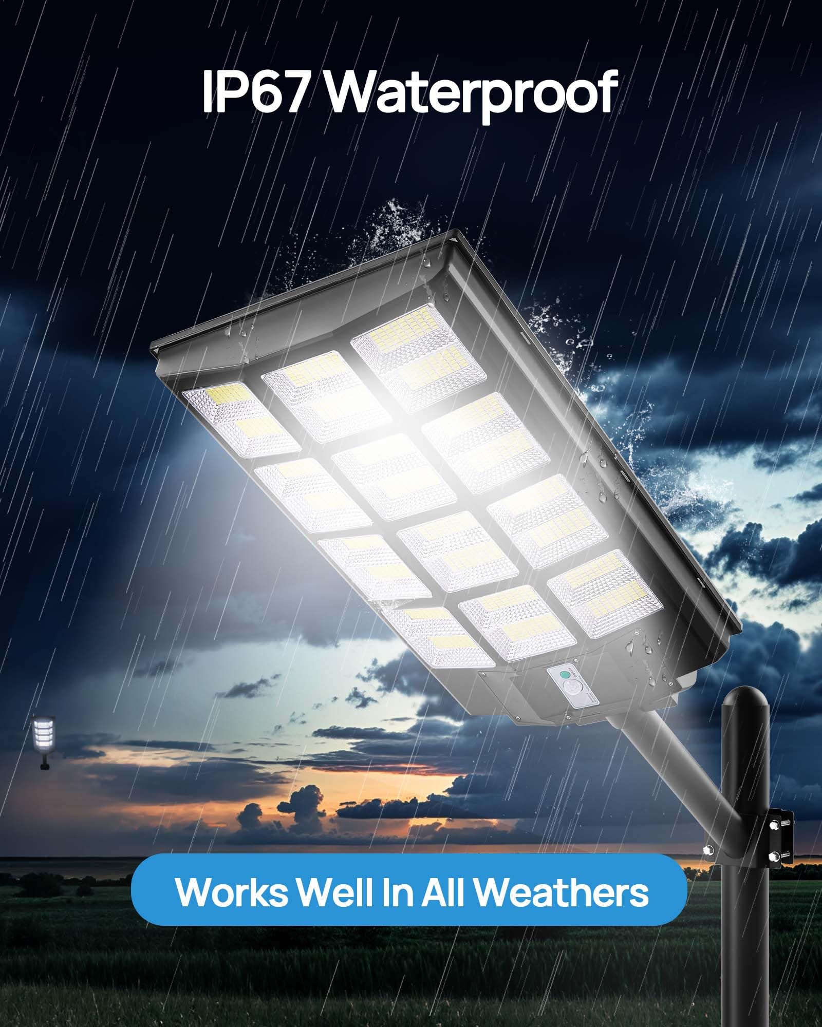 6000W Solar Street Lights Outdoor - Waterproof Motion Sensor LED Flood Light for Parking Lots, Driveways, Gardens & Pathways (Solar Powered, Energy Efficient)