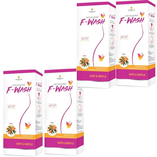 Morvin Intiguard F-Wash Intimate Wash - Pack of 4 | pH Balanced Feminine Hygiene Cleanser for Daily Use | Gentle & Soothing Formula for Sensitive Skin | Perfect for Travel & Gym