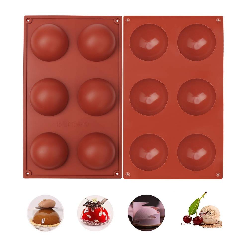 2 Packs 12-Cavity Large Christmas Half Sphere Silicone Molds - Premium Baking Molds for Hot Chocolate Bombs, Cakes, Jelly, Dome Mousse, Pudding & Handmade Soap | Perfect for Holiday Baking, DIY Desserts & Christmas Party Treats