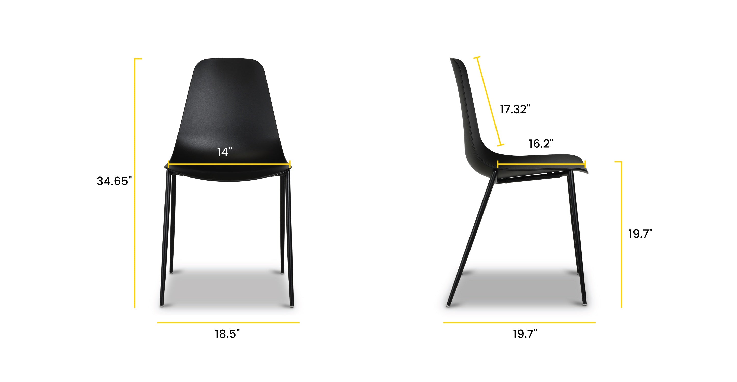 Isla Dining Chair - Modern Wooden Dining Room Chairs Set of 2, Comfortable Upholstered Seat with Sturdy Metal Legs - Perfect for Kitchen, Dining Room, Breakfast Nook & Home Decor