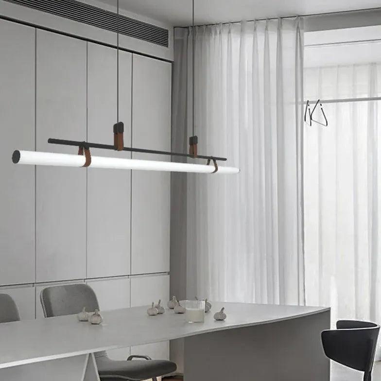Modern Tubular Metal LED Pendant Light for Dining Room - Adjustable Hanging Fixture with Warm White Light, Perfect for Kitchen Island, Breakfast Nook & Restaurant Decor