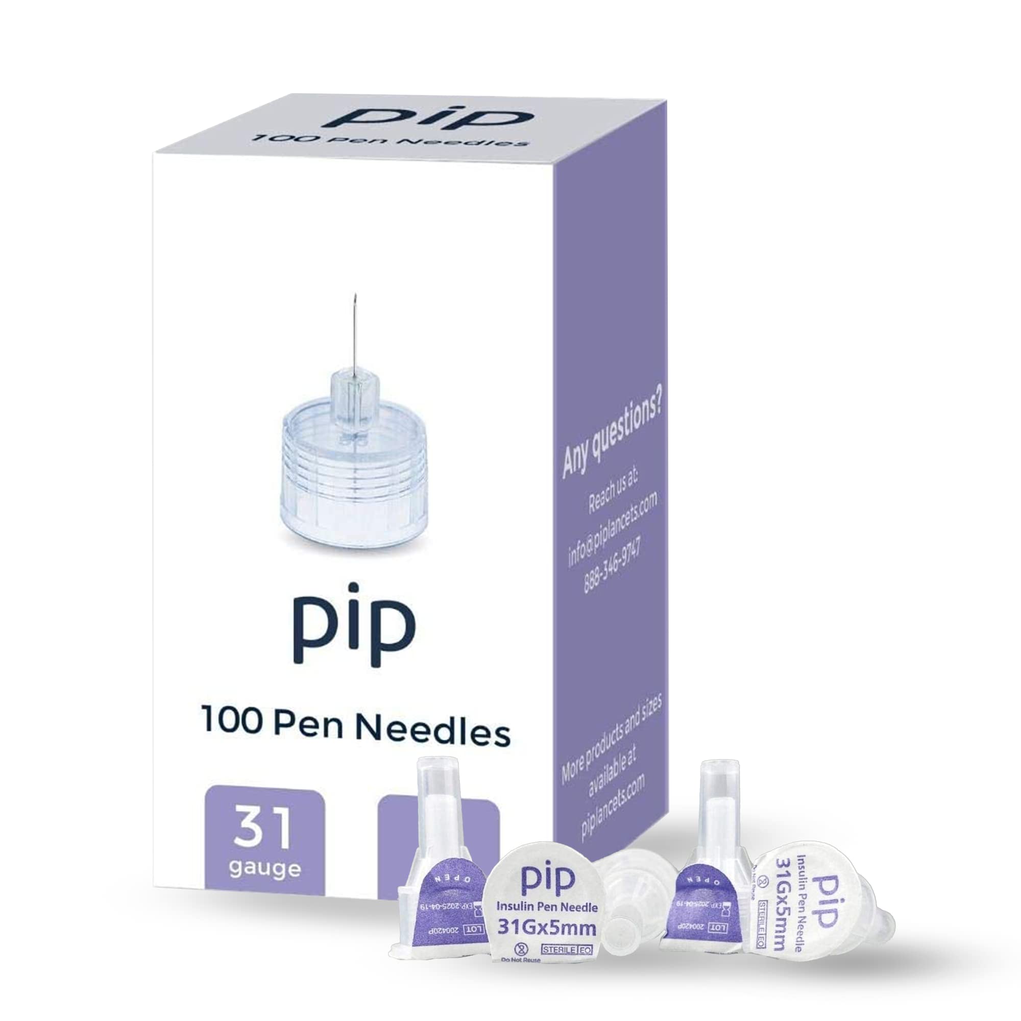 Pip Universal Needles for Type A Pen Needles & Medication Pens - Secure, Seamless Insulin Injection Experience - Perfect for Diabetes Care & Travel Use