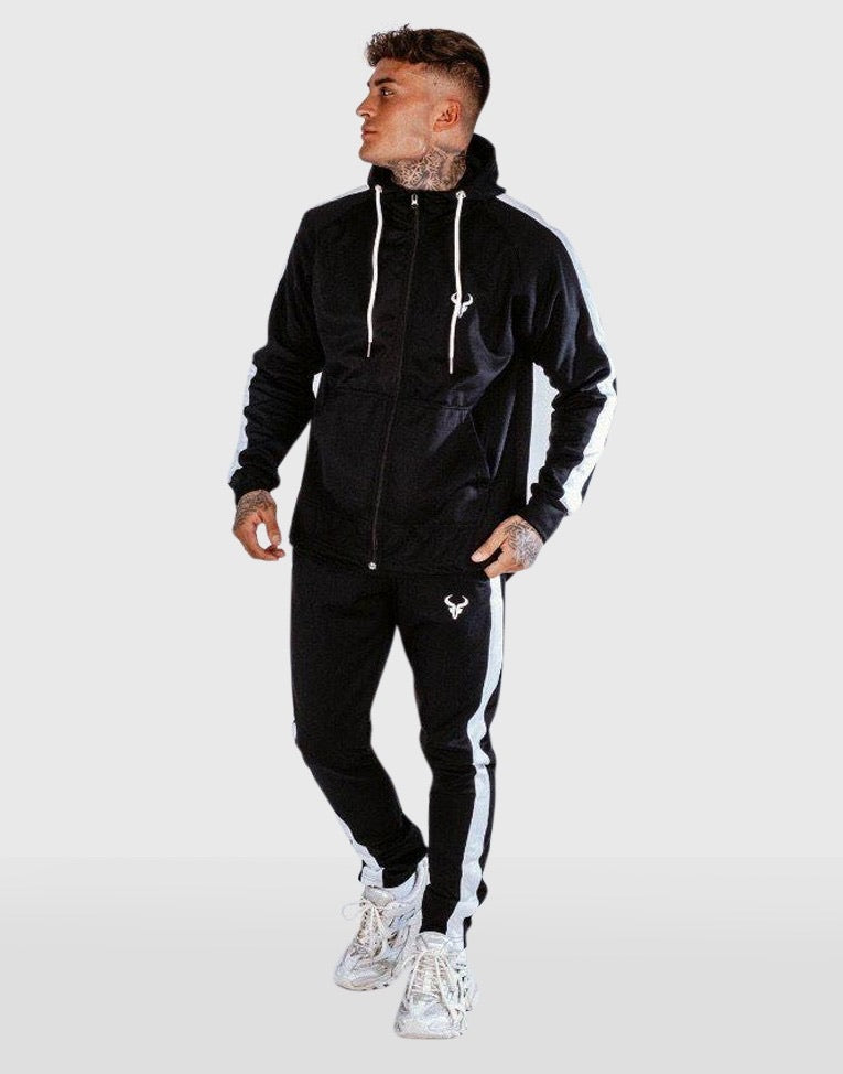 Cerus Black & White Theo Full Zip Hoodie for Men & Women - Stylish Unisex Pullover Jacket for Casual Wear, Gym, and Outdoor Activities