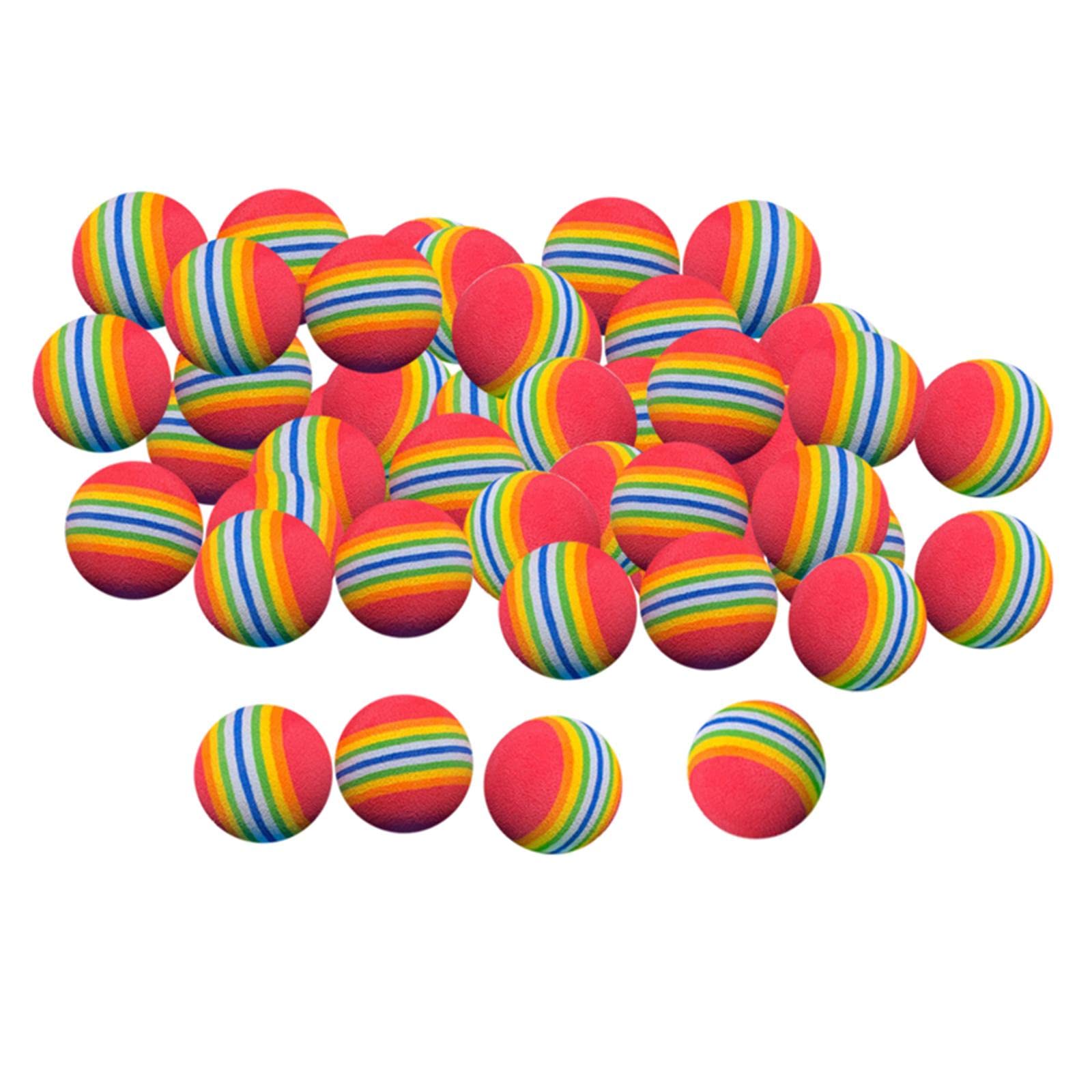 50Pcs Rainbow EVA Foam Golf Training Balls - 42mm Soft Practice Balls for Indoor/Outdoor Use, Golf Accessories & Cat Toys - Perfect for Backyard Practice, Driving Range & Pet Playtime